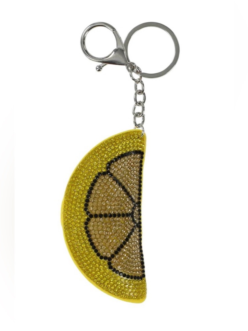 NWT Yellow Lemon Slice Crystal Keychain